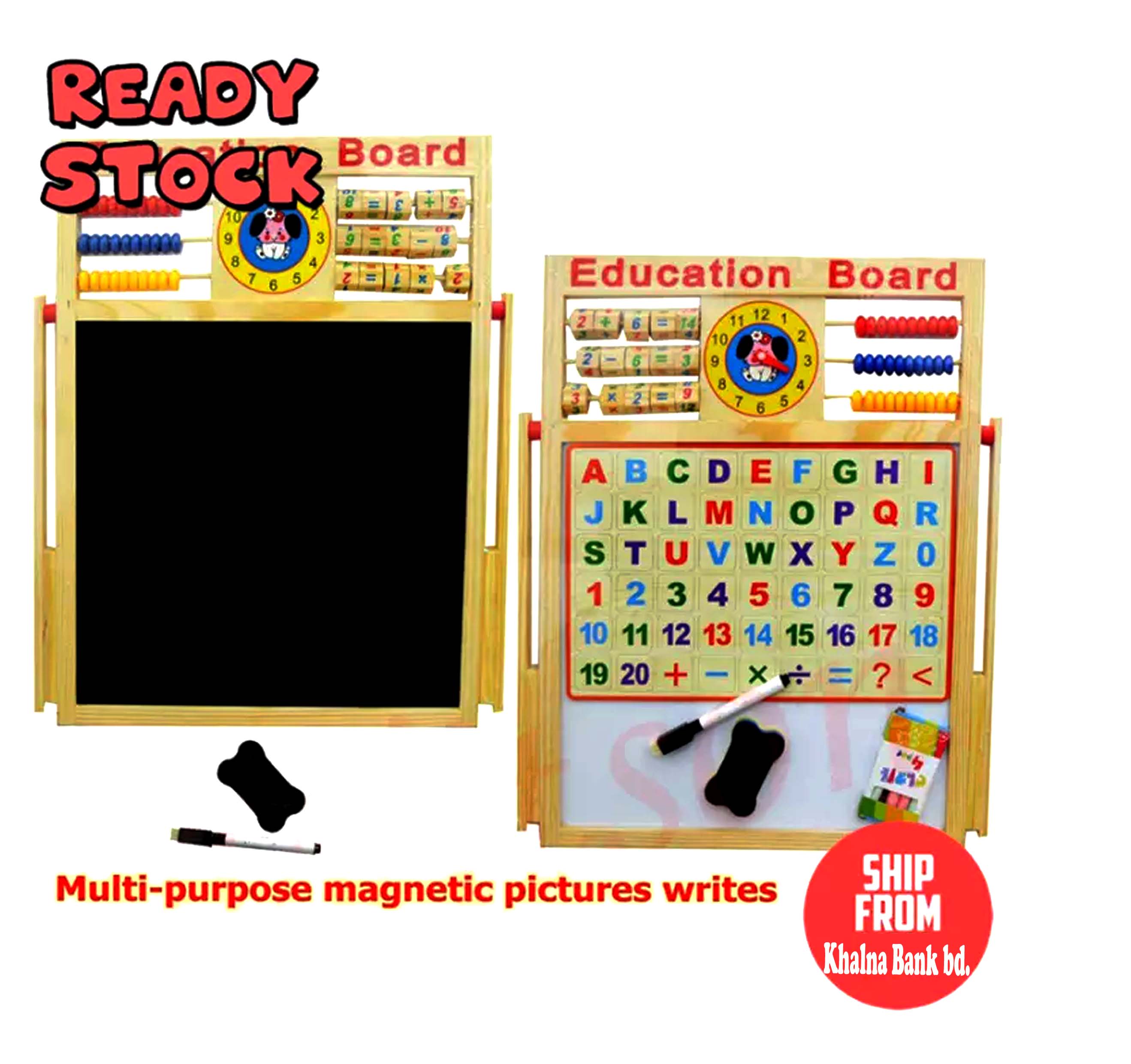 Writing Board Multipurpose Double-Sided Magnetic Wooden Writing Drawing Board. 