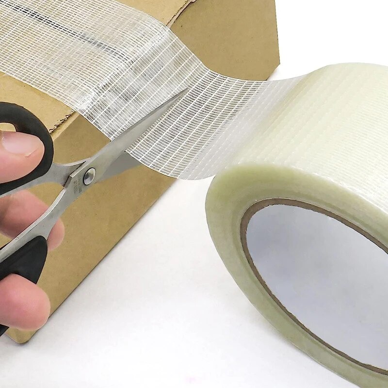 25M Strong Filament Strapping Tape Heavy Duty Transparent Reinforced Fiberglass Tape Single Side Adhesive For Packing Fixed Seal. 