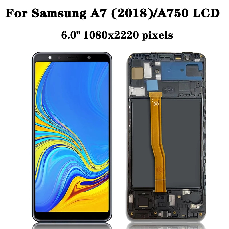 LCD With Frame For Samsung Galaxy A7 2018 A750 A750F A750G Display Touch Screen Digitizer Assembly Replacement Parts. 