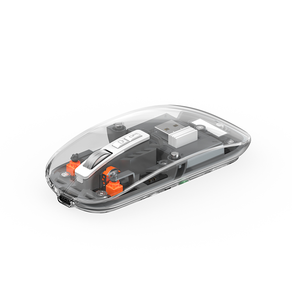 WiWU Crystal Wireless Mouse Removable Cover Dual Bluetooth Mouse 3 Modes Connect 2.4G Wireless Mouse fit for iOS/Android/Windows. 
