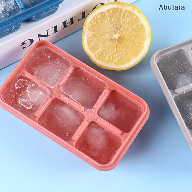 Silicone Ice Cube Mould with DIY Lid 6 Grid Soft Bottom ce Cube Mold Square  Ice Cube Maker Tray Kitchen  Tools Acces. 