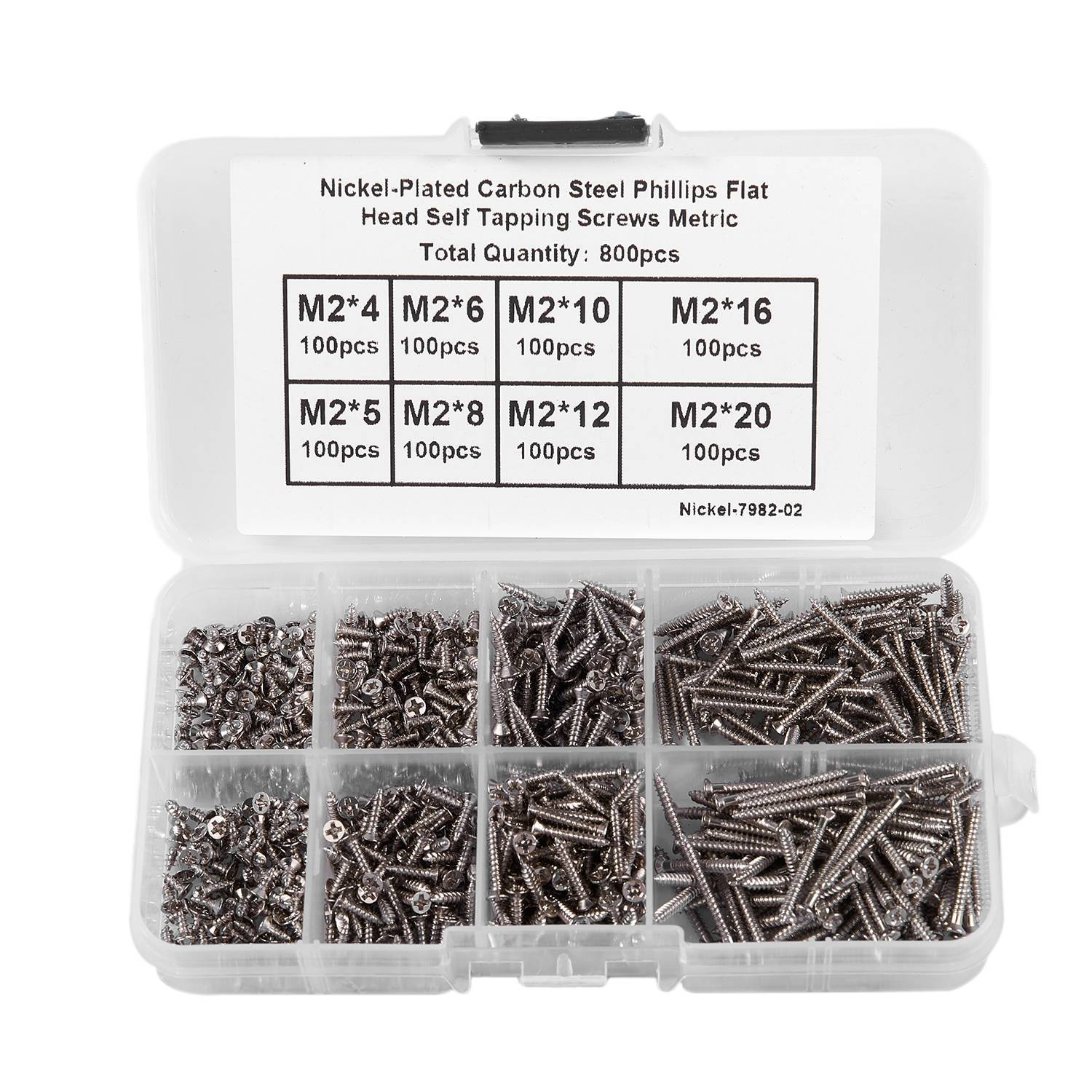Durable 800Pcs Stainless Steel Self Tapping Screw Assortment Kit Lock Nut Wood Thread Nail Screw Sets M2. 