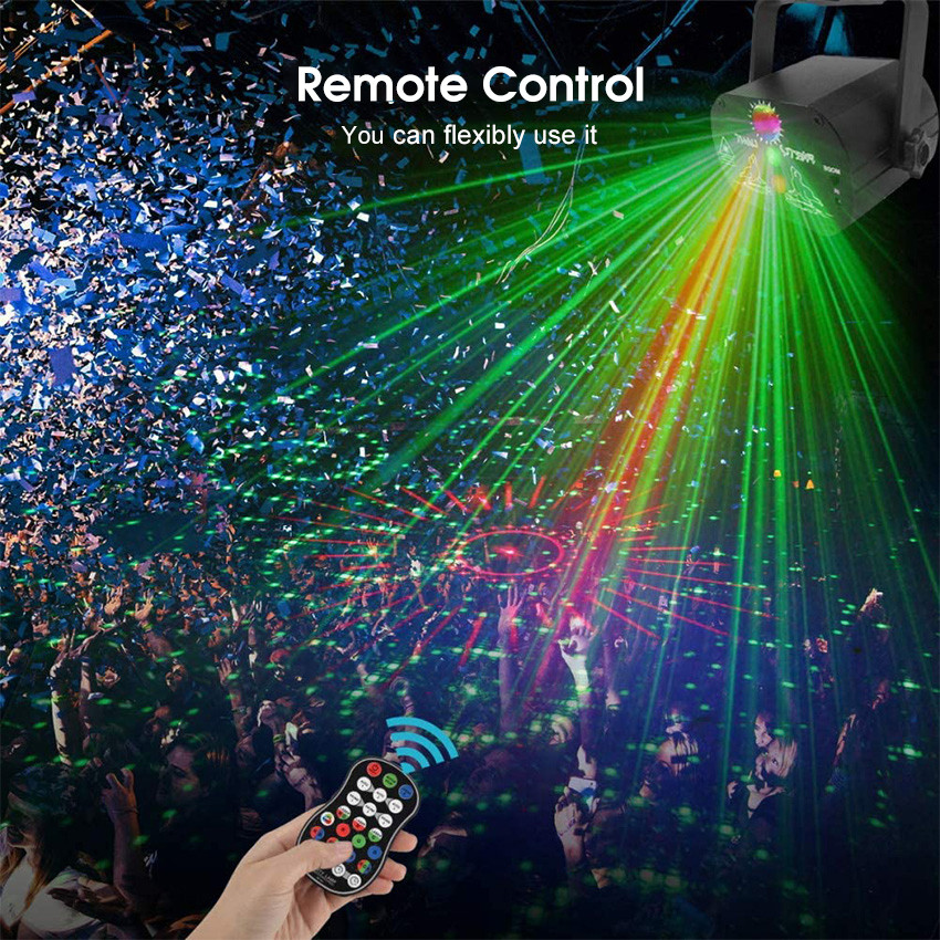 Vocoal Laser Lights Stage Lights Party Lights DJ Disco Sound Activated Strobe Lights RGB Led Laser Projector With Remote Control For Birthday Wedding. 