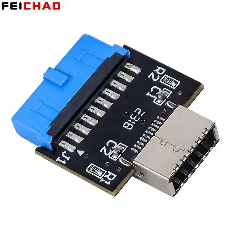 USB 3.0 Internal Header to USB 3.1/3.2 Type C Front Type E Adapter 20 Pin to 19 Pin Converter for PC Motherboard Connector Riser