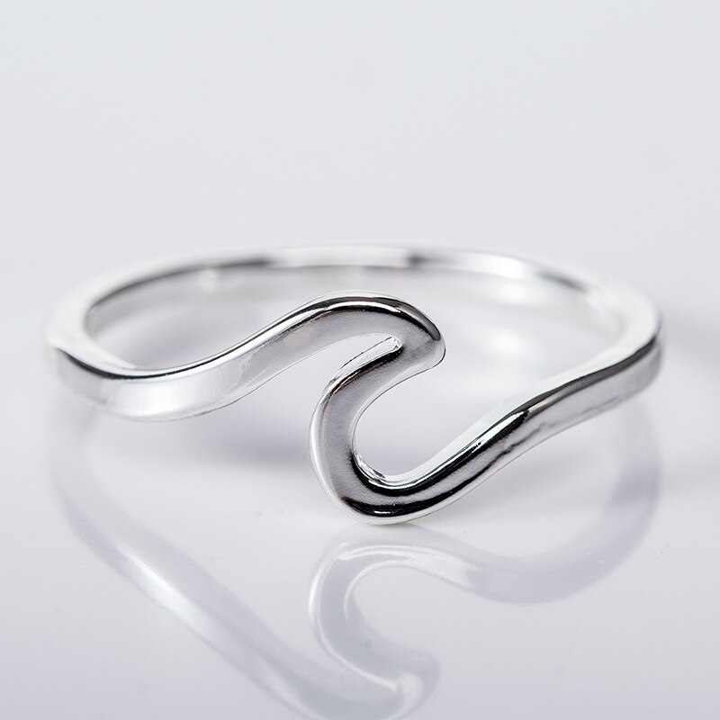 Simple Fashion Sea Wave Rings Ocean Surf Alloy Ring Rose Gold Plated Silver Color Finger Jewelry Rings for Women Surfer Gifts. 
