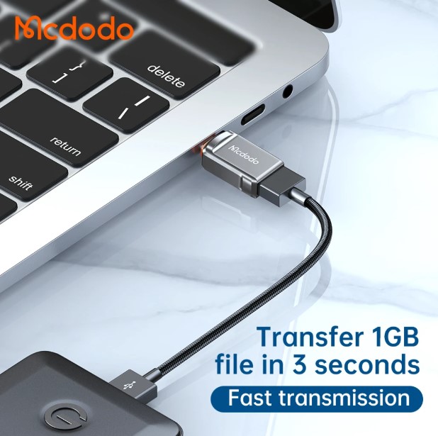 MCDODO USB-A 3.0 to Type-C Fast Transmission OTG Adapter for ,mcbook,i-pad.other Type Divice Dark Grey. 