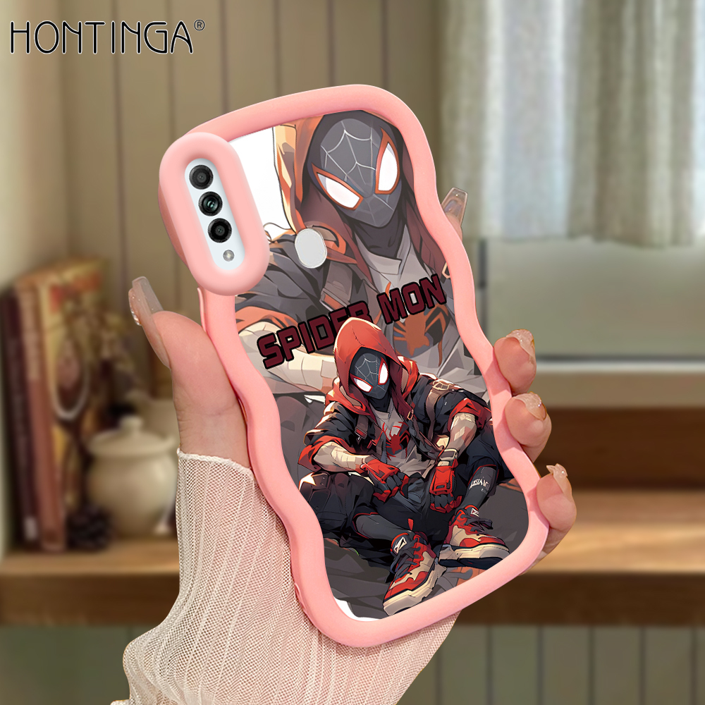 Hontinga for OPPO A31 2020 Back Cover Spider-Man Pattern Luxury Phone Cover Soft Silicone Macaron Wave Mobile Case