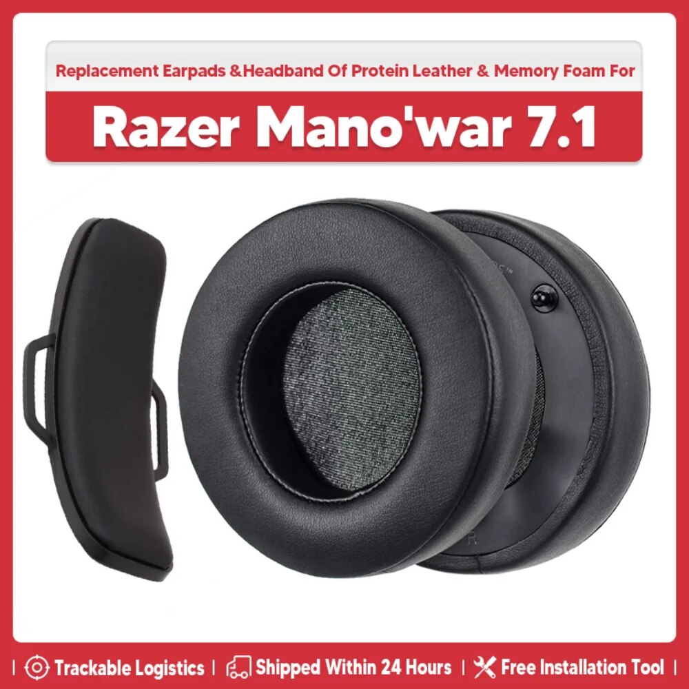 Mano'war Ear Pads Replacement Earpad Cushion Muffs for RAZER Man O War Manowar Tournament Edition Surround Sound Gaming Headset