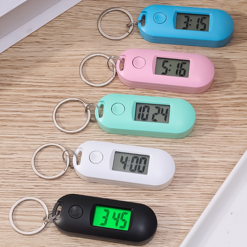 Small Lightweight Portable Practical Simple Pocket Digital Clock Luminous Silent ABS Keychain Backpack Buckle Electronic Clock Work Study Exam Supplies. 
