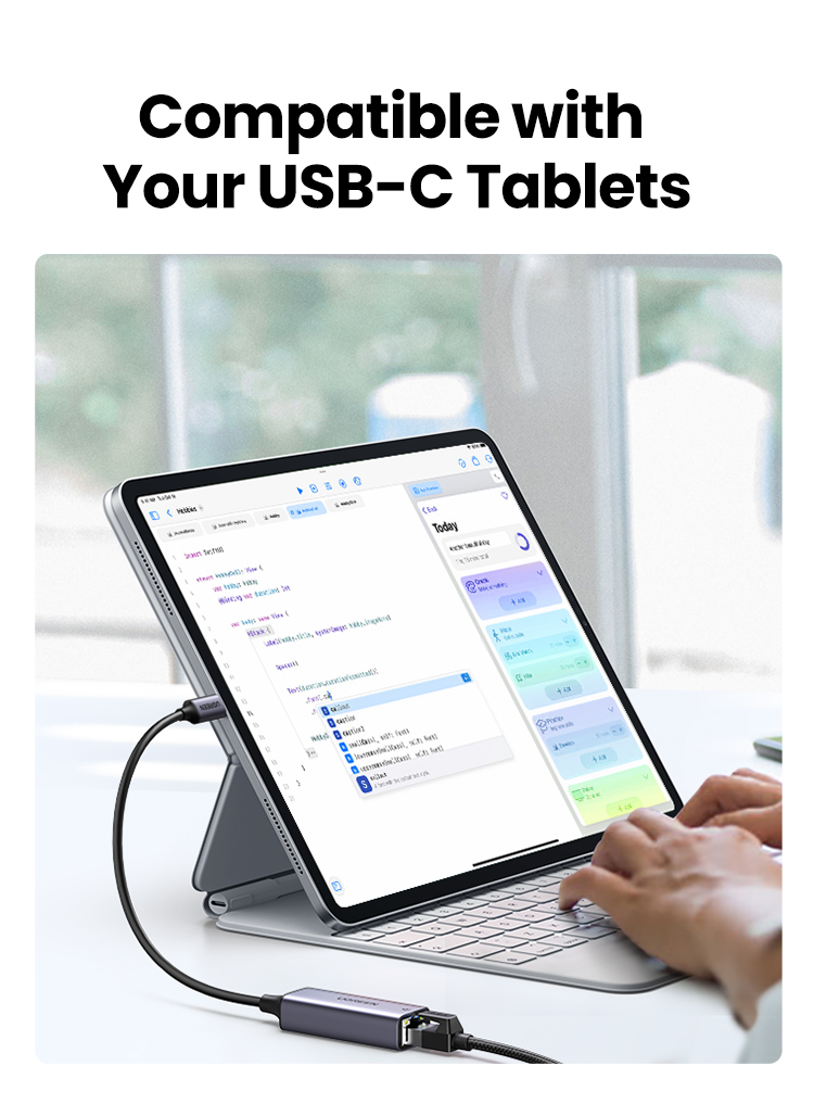 UGREEN CM199 (50737) USB Type-C to 10/100/1000M Ethernet Adapter - Interface: USB 3.0 Type C - Foldable and Portable design - Transfer Rate up to 1000 Mbps - Ideal for laptop, tablet and most USB-C powered. 