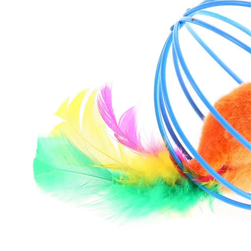 Cartoon Pet Cat Toy Stick Feather Rod Mouse Toy With Mini Bell Cat Catcher Teaser Interactive Cat Toy Random Color Pet Supplies. 