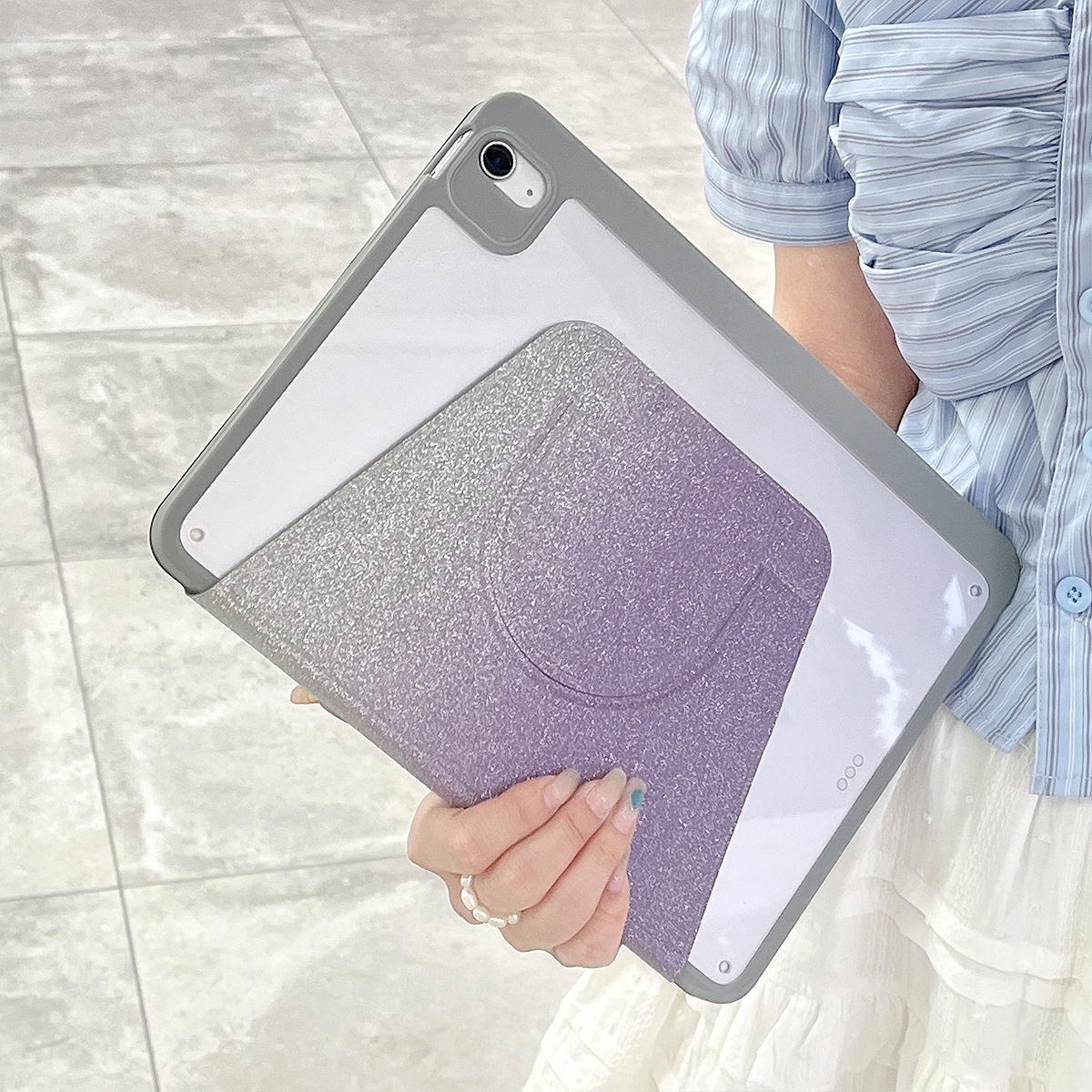 Gradient Glitter Magnetic Split Leather Tablet Case For iPad 10.2 2021 / 2020 / 10.5. 