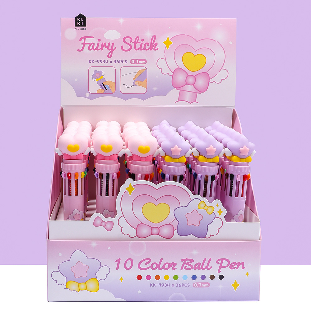 Keqi stationery, magic wand, ten-color ballpoint pen, student high-value press, hand account pen, multi-color ballpoint pen, color pen