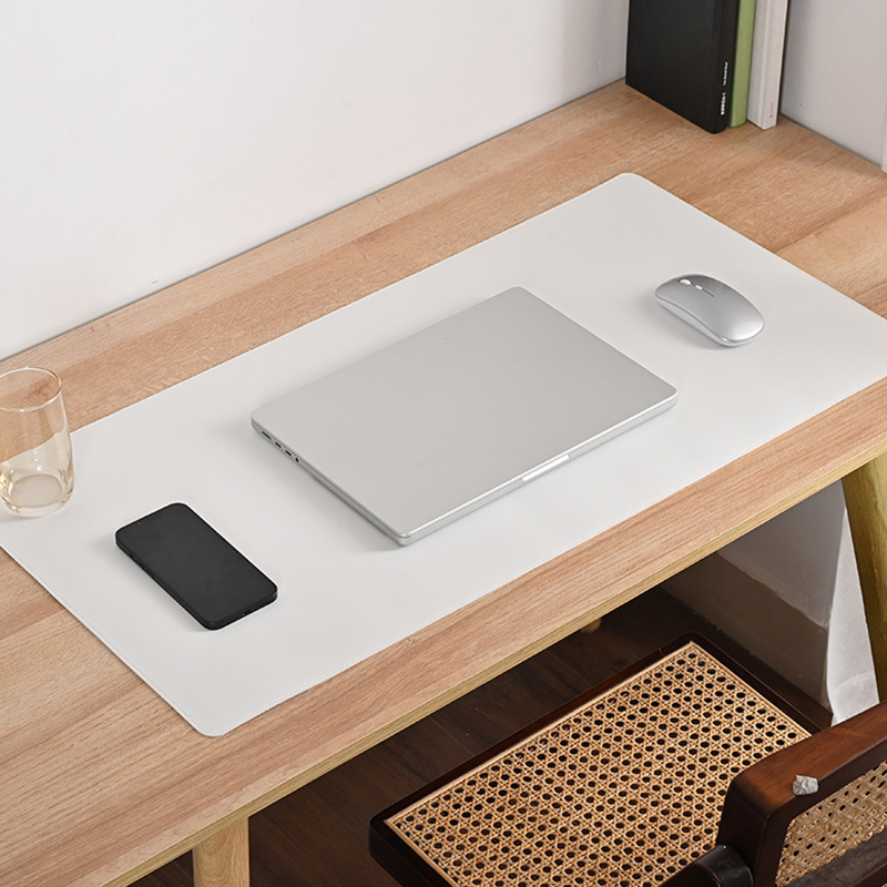 White Mousepad Portable Mouse Pad Large Gaming Waterproof Non-slip PU Leather Suede Desk Mat Computer Keyboard Desk Pad Mats
