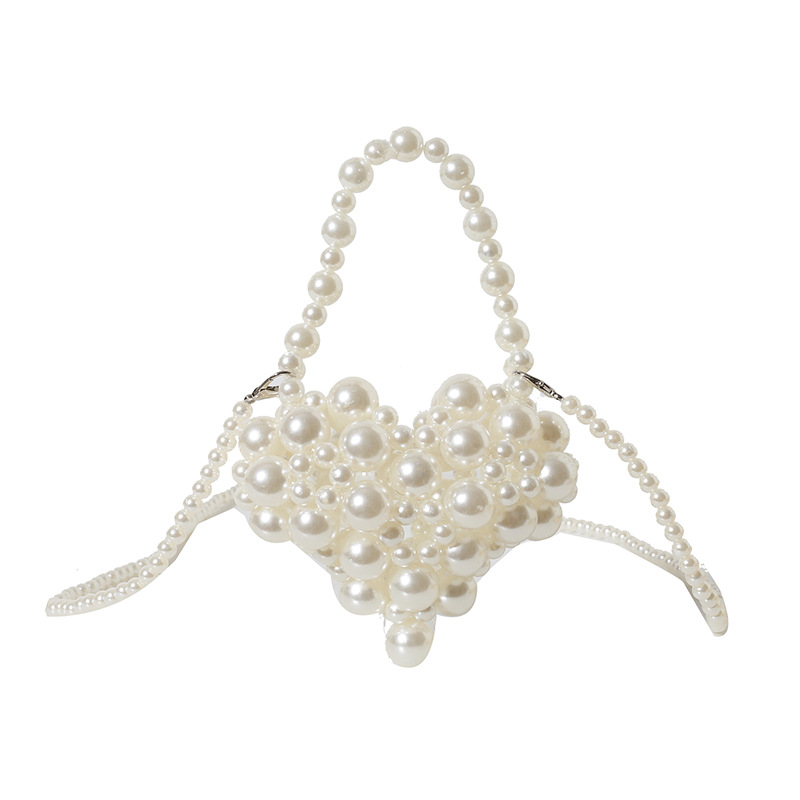 Beaded mini crossbody heart shape girl hand 024 new love pearl bag women's 2 bag fairy handmade bag tide. 