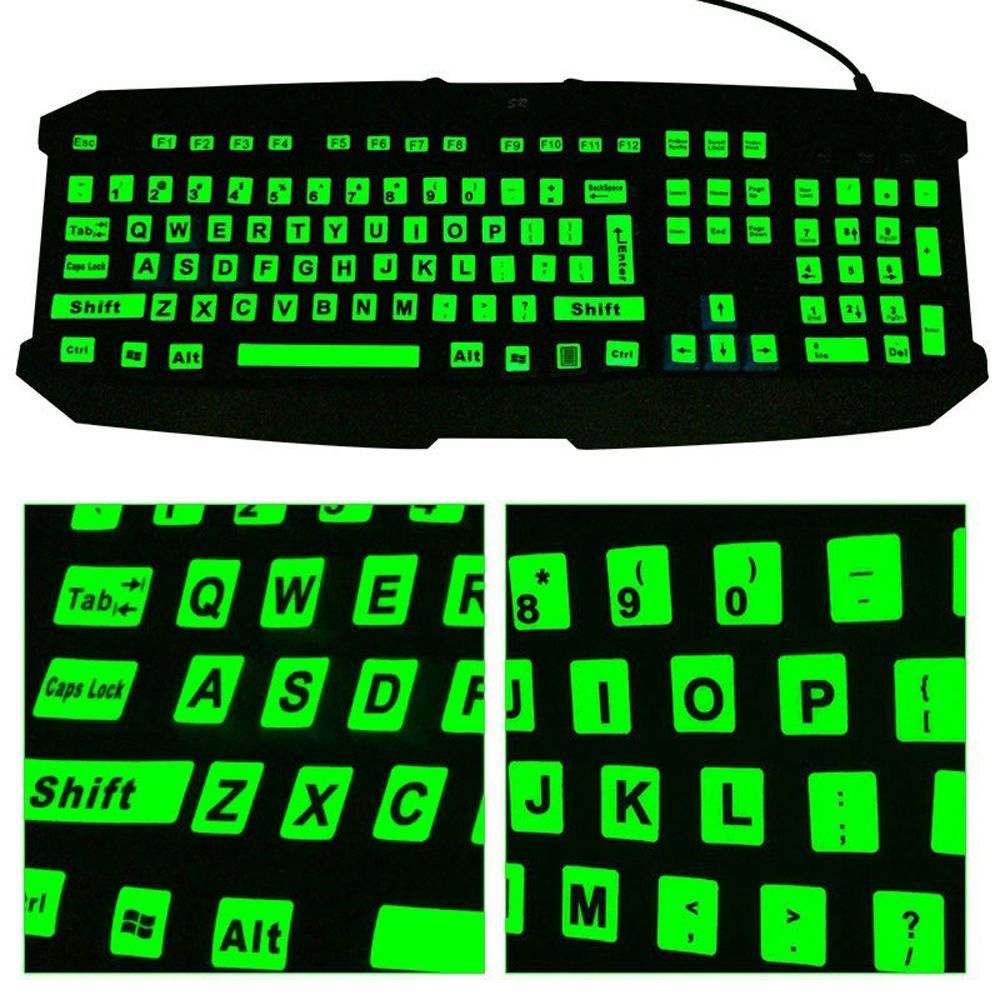 NORMAN1 Backlight Fluorescent Keyboard Cover General Large Letter Sticker Keyboard Sticker English PC Laptop 1PC Luminous Standard Glow In The Dark Full Keyboard. 