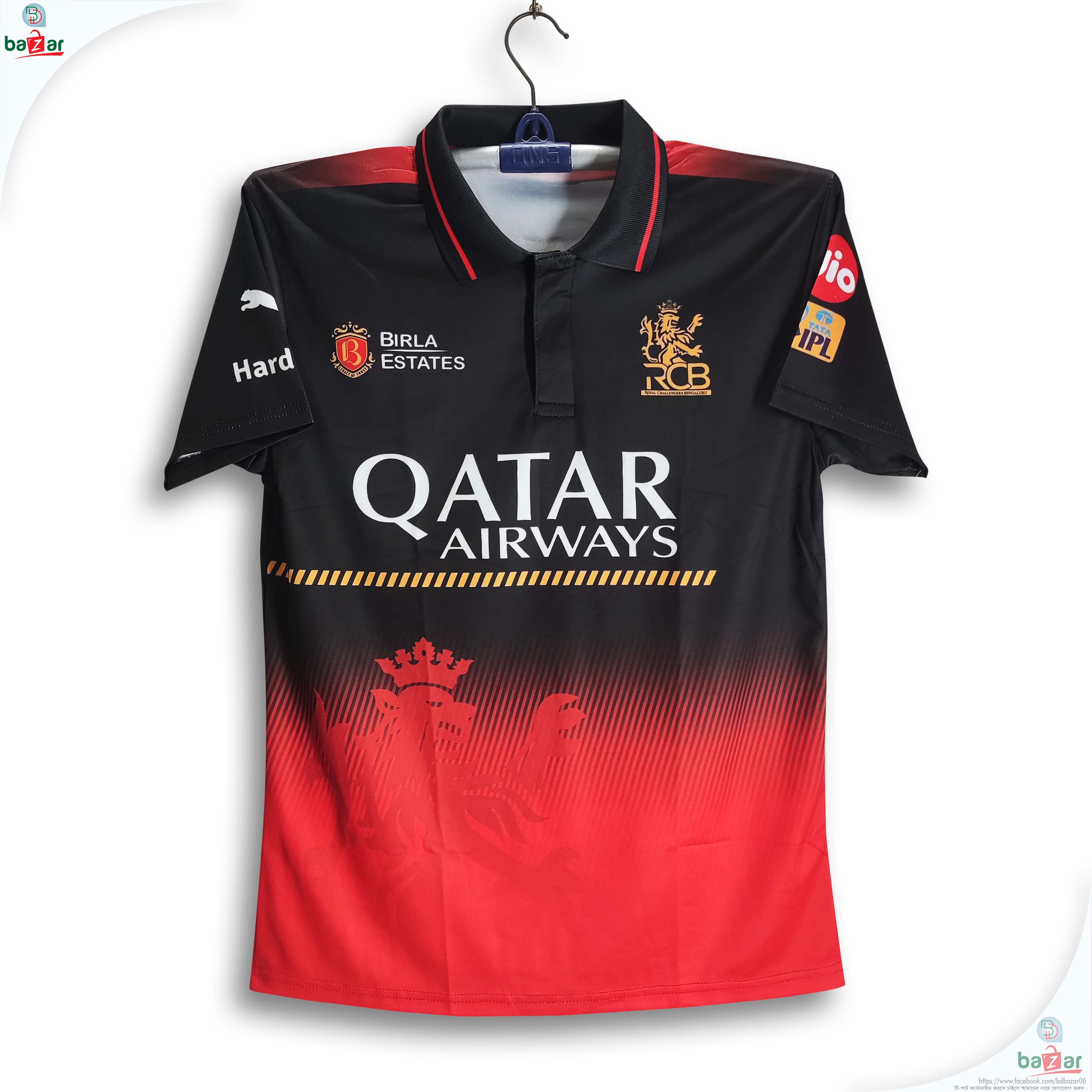 Royal Challengers Bangalore Premium IPL Jersey For Men - RCB Half Sleeve Polo T Shirt - RCB Cricket Jersey 2025-2026