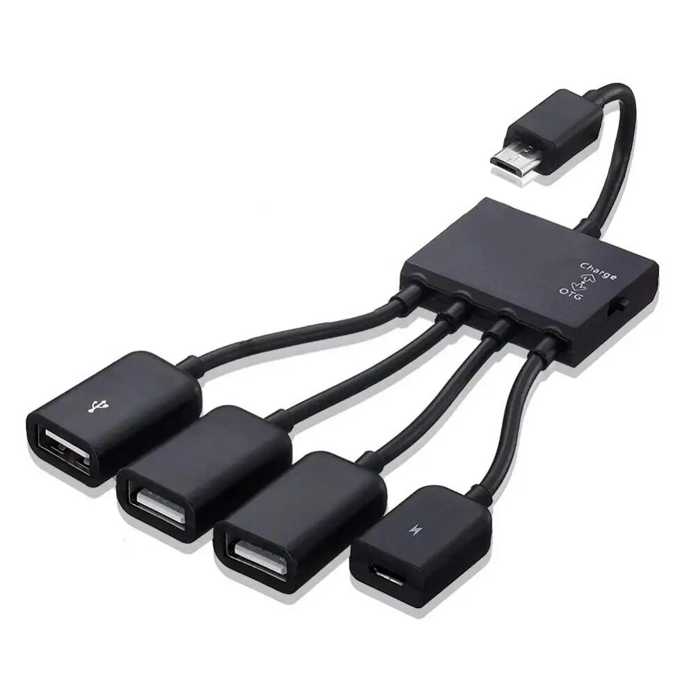 High Speed 4 Port Hub Adapter Cable Micro Usb To 2 Otg Portable 4in1 4 Port Hub For Tablet Android Phone Converter Multifunction. 