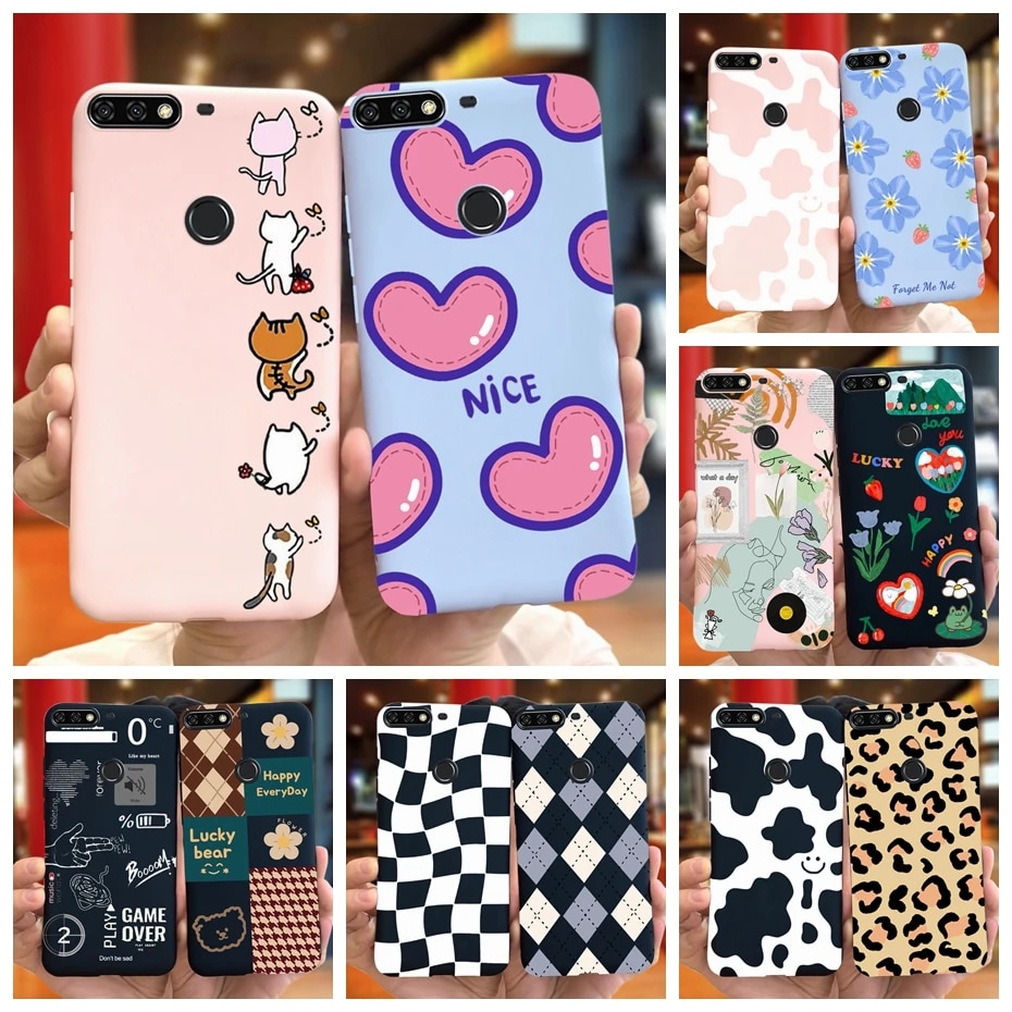 For Huawei Y7 Prime 2018 Lovely Printing Macaroon Silicone Soft Phone Case Back Cover For Huawei Y7 (2018) Y7Prime LDN-LX3 LX2