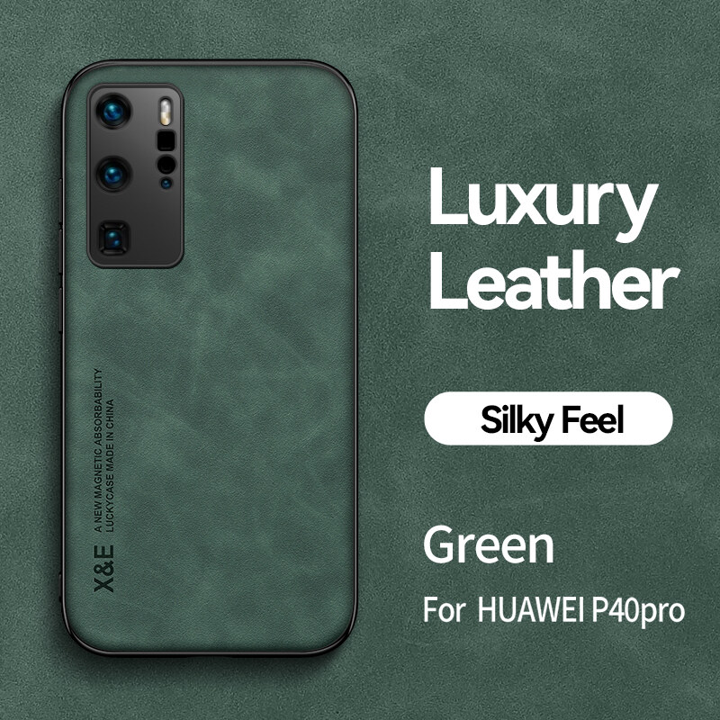 lthmy for Huawei P40 PRO PU Leather Case TPU Silicone Back Cover Shockproof Phone Casing