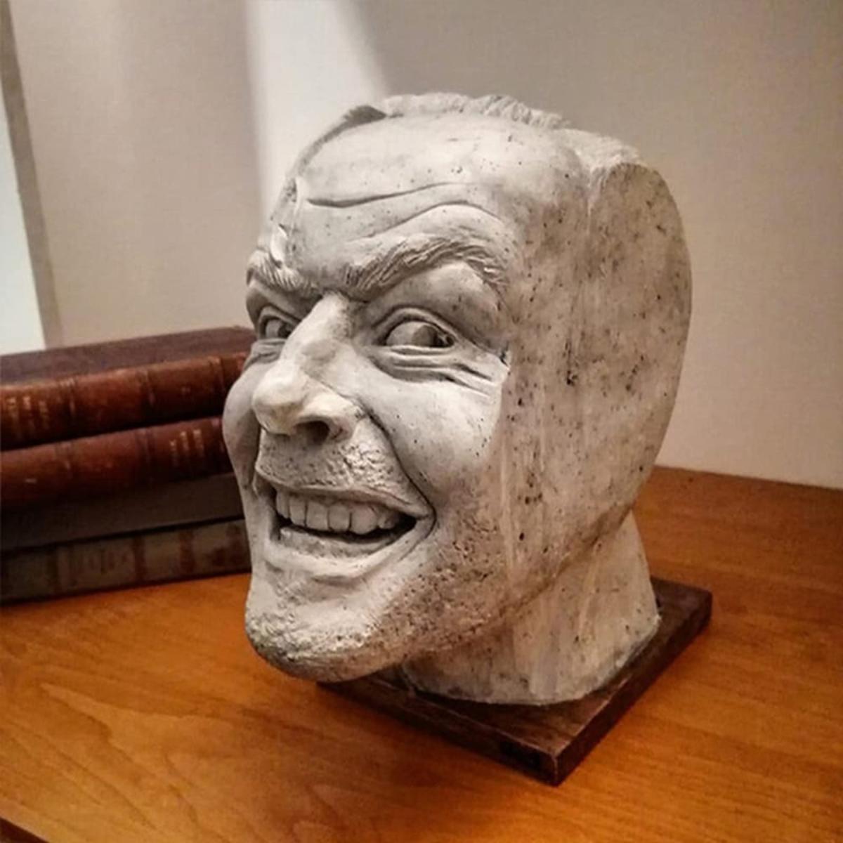 Here's Johnny Sculpture of TShining Resin Desktop Ornament Bookend Library Funny-face Book ShStatue Figurine Home H58C