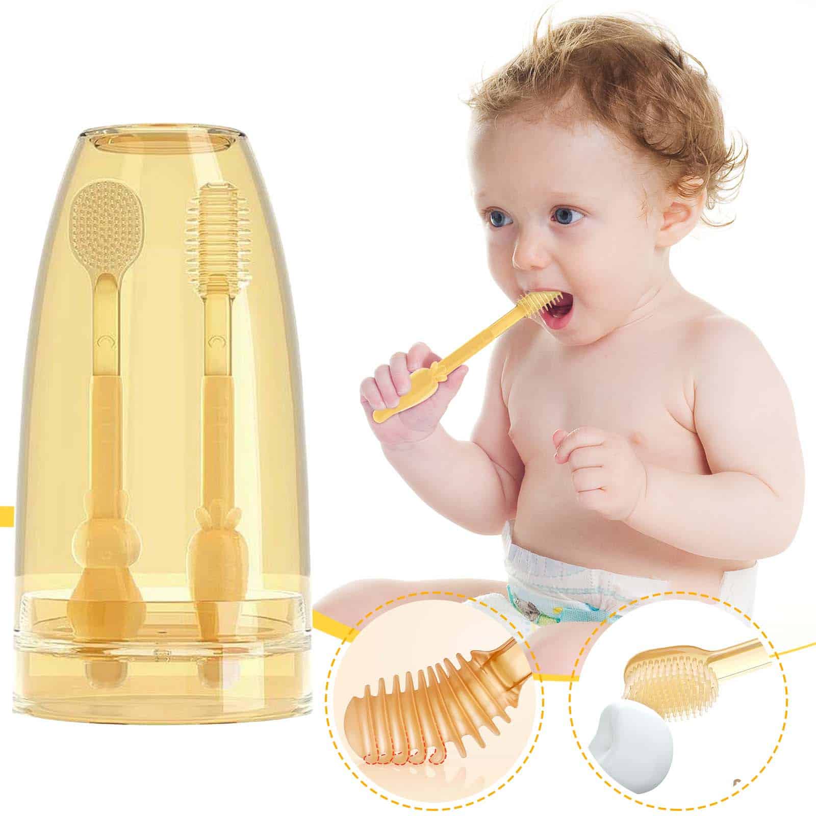 Nano Silicone Tongue Brush and Toothbrush Gift Kit Gift for Baby 9370. 
