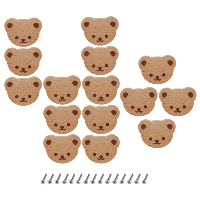 Furniture Knobs Wooden Drawer Knobs Wooden Cupboard Knobs Bear Drawer Knobs for Kids, Dresser, Drawers,Kitchen