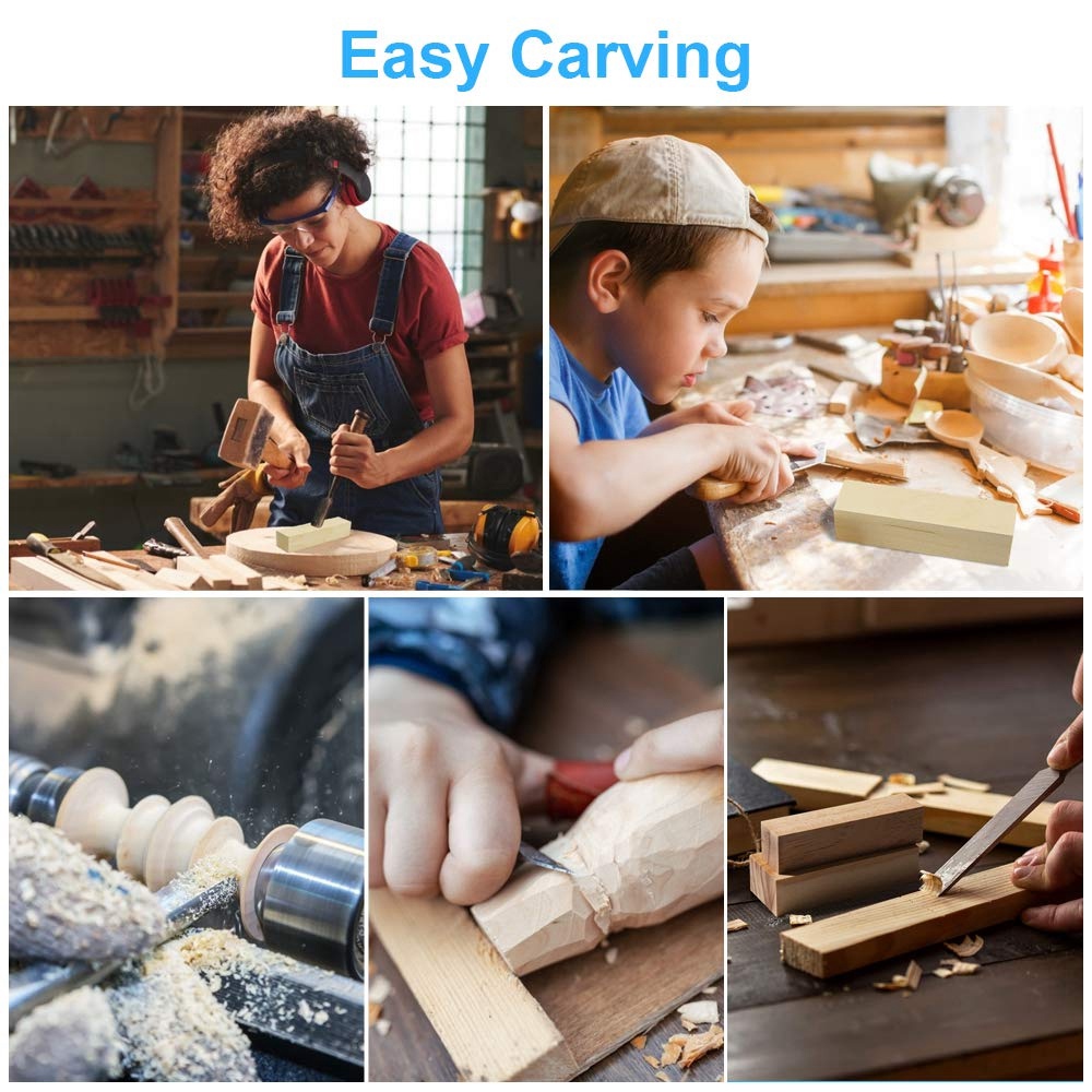 Whittling and Carving Wood Blocks Unfinished Wood Blocks Basswood Carving Blocks Soft Wood Set for Carving Beners. 