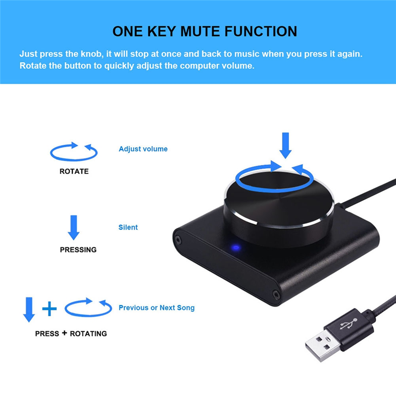 USB Volume Control Lossless PC Computer Speaker Volume Controller Knob Adjuster Digital Control with One Key Mute, Fine Workmanship. 