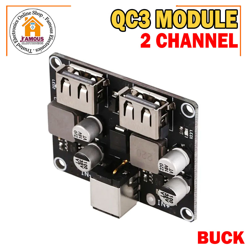 USB 2Channel QC3.0 QC2.0 DC-DC Buck Converter Charging Step Down Module 6-32V 9V 12V 24V to Fast Quick Charger Circuit Board 5V. 