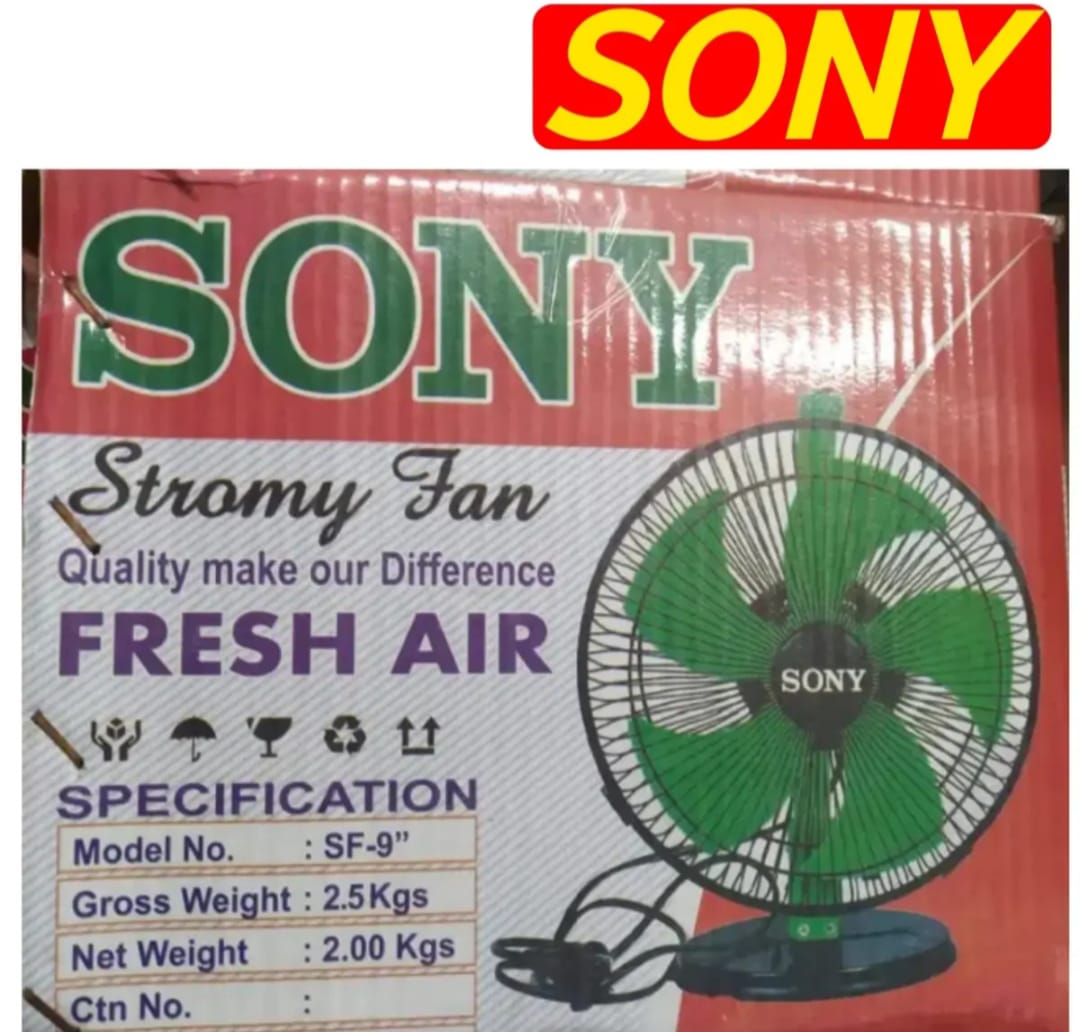 High Speed Table Fan 9 Inc Sony ( 1 Years Warranty) Steel Base 5 wings. 