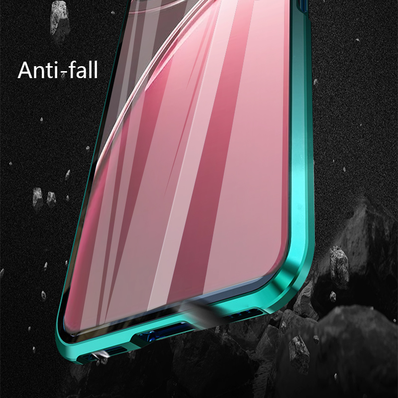Biruiqu For VIVO V50 Magnetic Absorption Case Metal Frame Shockproof Double Sided Tempered Glass Magnetic Case Cover. 