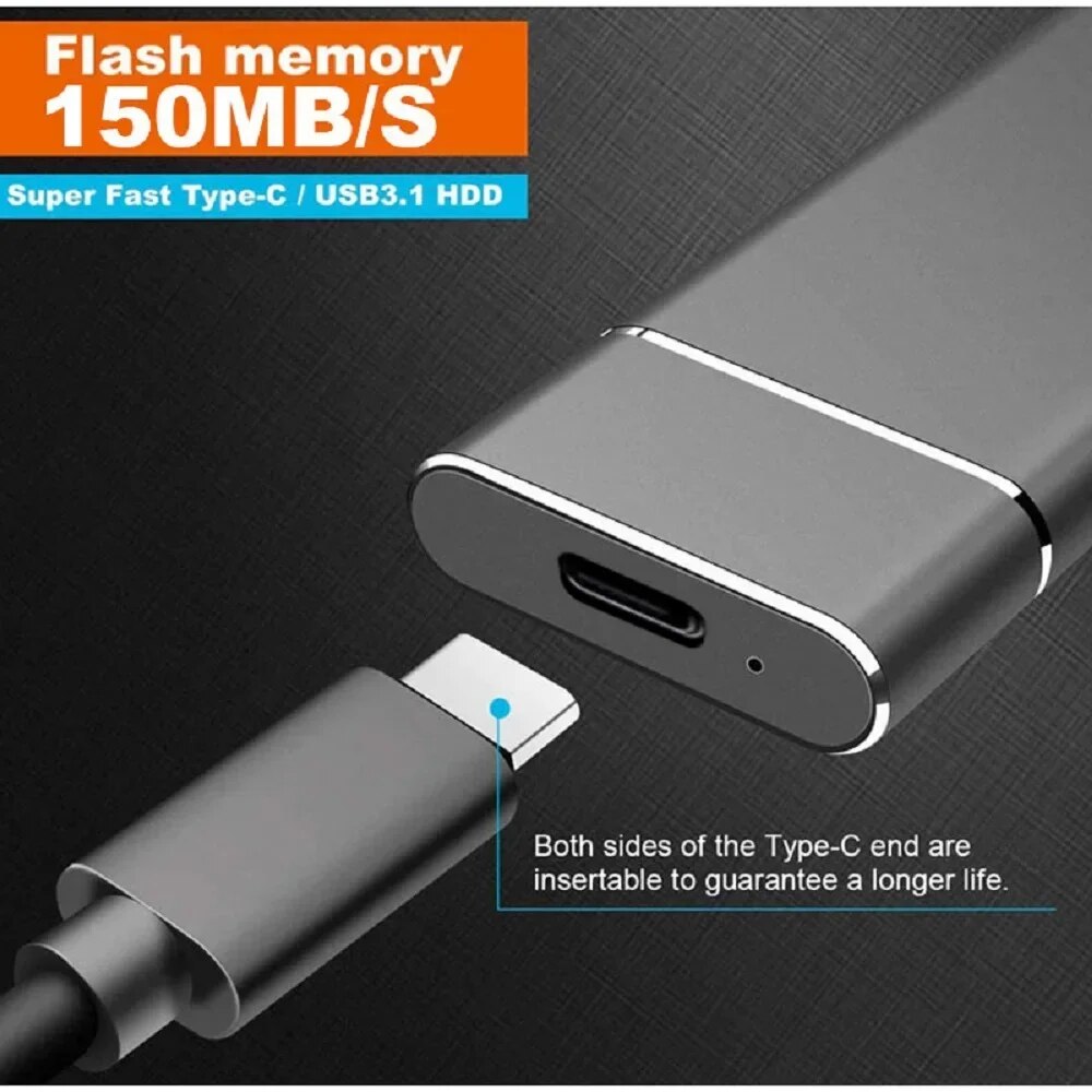 Original 1TB External Hard Drive Portable 2TB Solid-State Drive USB3.1 High Speed Mini Hard Disk for Laptop/desktop/mac/phone. 