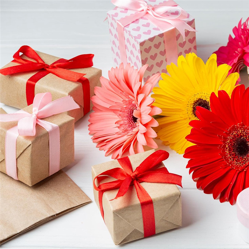 Red Ribbon 1 1/2Inch, 25 Yards Satin Craft Ribbon, Single Face Polyester Silk Hair Ribbon, Fabric Ribbon for Bouquets. 