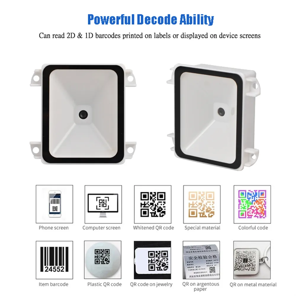 2D Barcode Scanner USB QR Bar code Reader USB RS232 TTL Interface Kiosk Small Fixed Mounted Barcode Machine QR Bar Code Reader. 