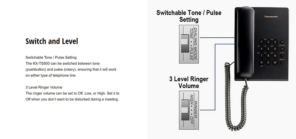 Panasonic KX-TS500MX Single Line Corded Telephone.