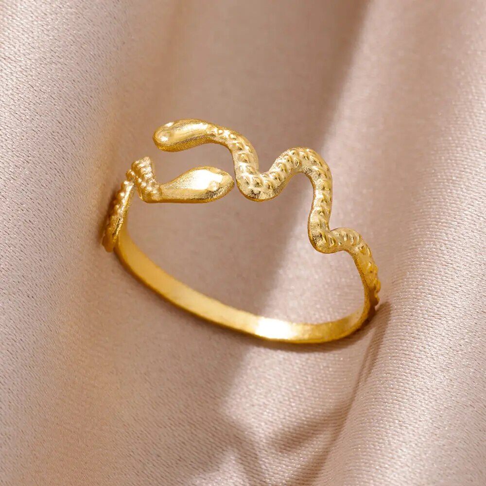 Stainless Steel Rings for Women Gold Color Irregular Opening Ring
