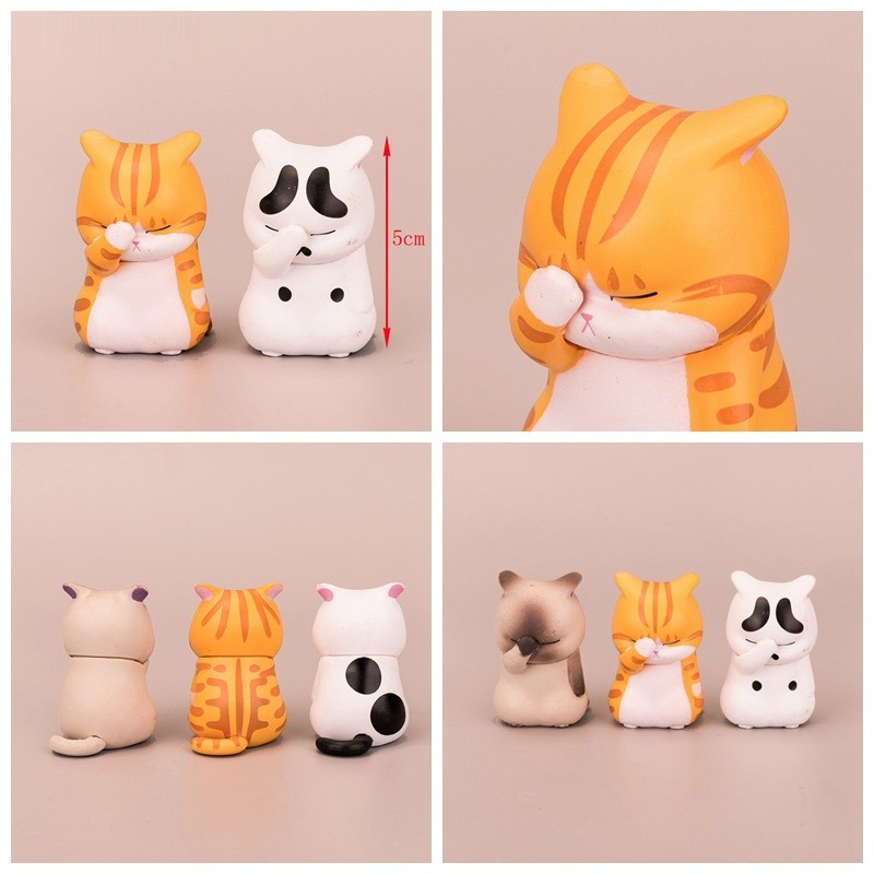 Cute Cat Ornaments Kawaii Room Decor Action Doll Miniature Statuette