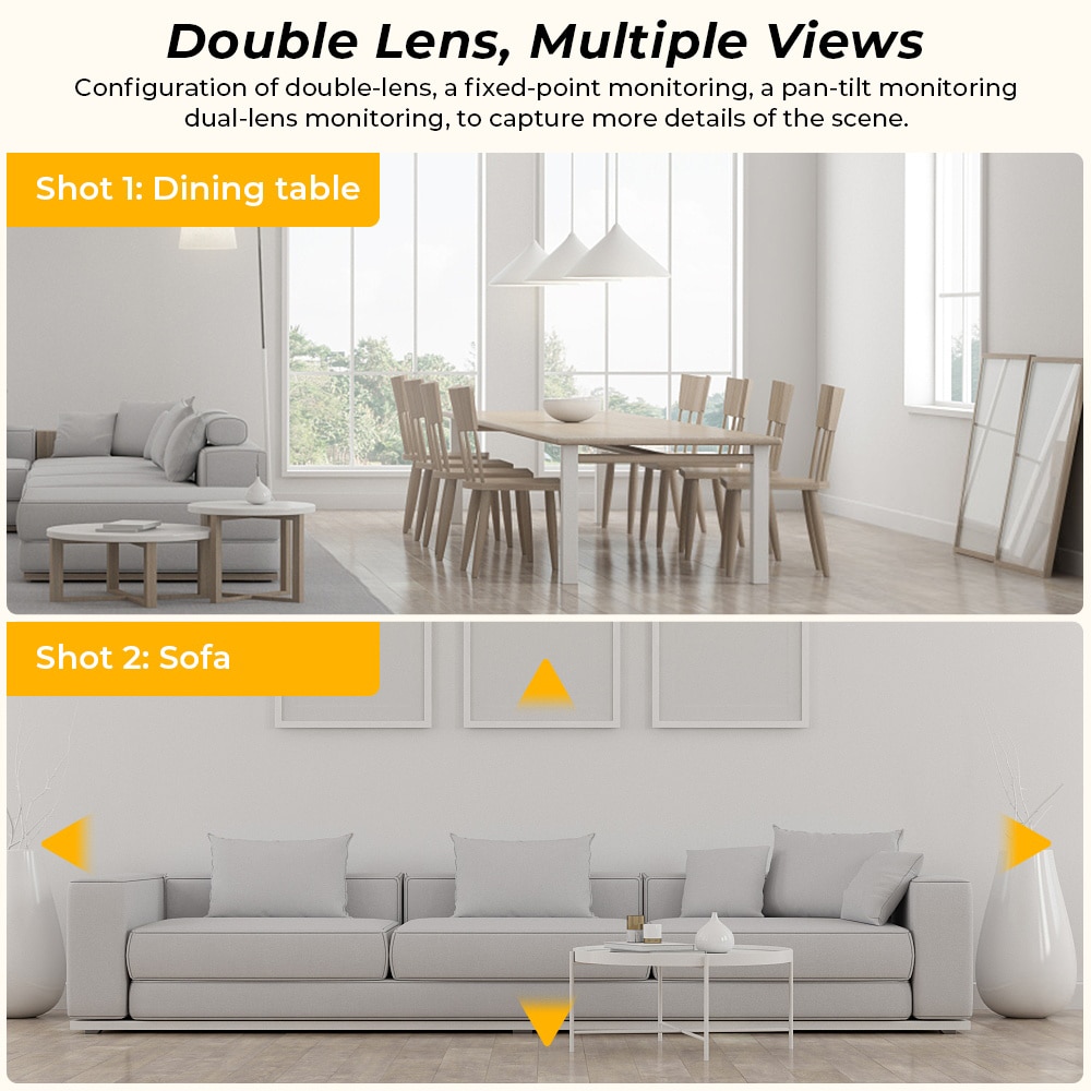 Dual Lens Wifi Camera 4MP Home Security Auto Tracking Color Night Vision Wireless CCTV Video Surveillance Baby Monitor IP Camera. 