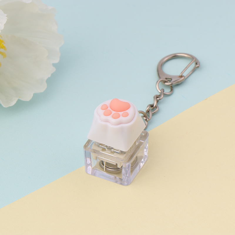 Creative Pink Cat Claw Keycap LED Mechanical Keyboard Keychain Backpack Pendant Mystic. 