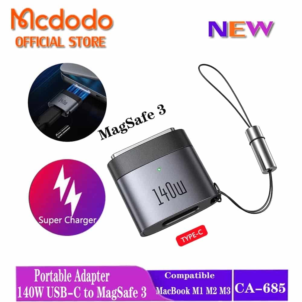 Mcdodo 140W USB-C to MagSafe 3 Portable Adapter For MacBook Air/Pro M1 M2 M3 OT-685. 