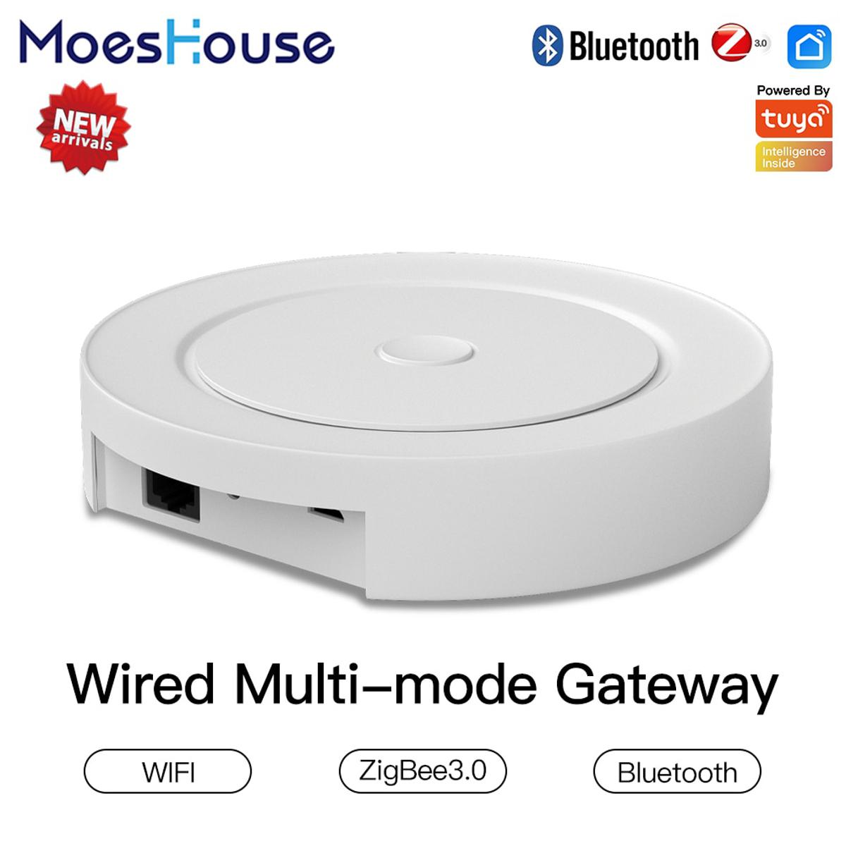 Multi-mode Smart Gateway ZigBee WiFi Bluetooth Mesh Wired Hub Work with Tuya Smart App Voice Control via Alexa Google Home