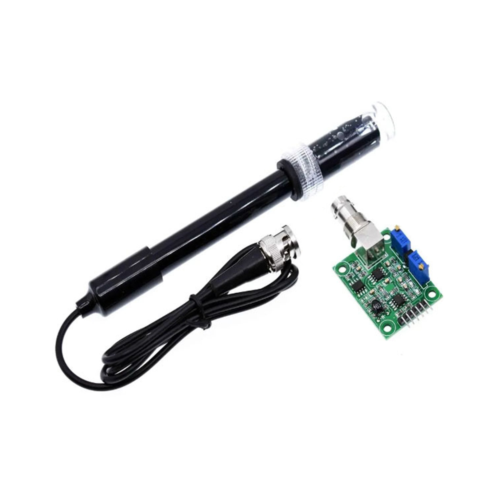 PH0-14 Value Detect Sensor Module + PH Electrode Probe BNC with Cable PH Value Detector for Aquariums, Hydroponics, Laboratory. 
