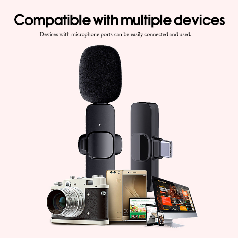 Wireless Microphone Lavalier Microphone Portable Audio Video Recording Mic For Vlogging Portable Live Lapel Mini Mic Android Phone 麦克风手机直播. 