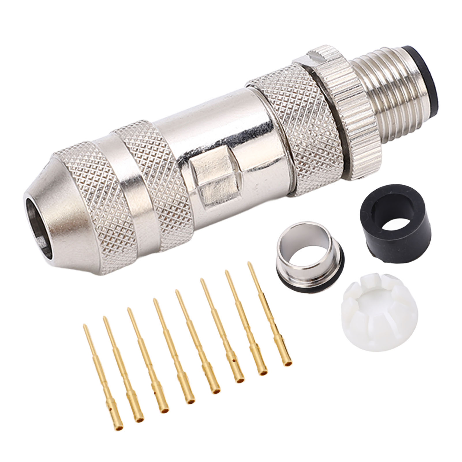 M12 8 Pin Sensor Connector, Flame Retardant Straight Sensor Cable Plug Adapter Male for RVs. 