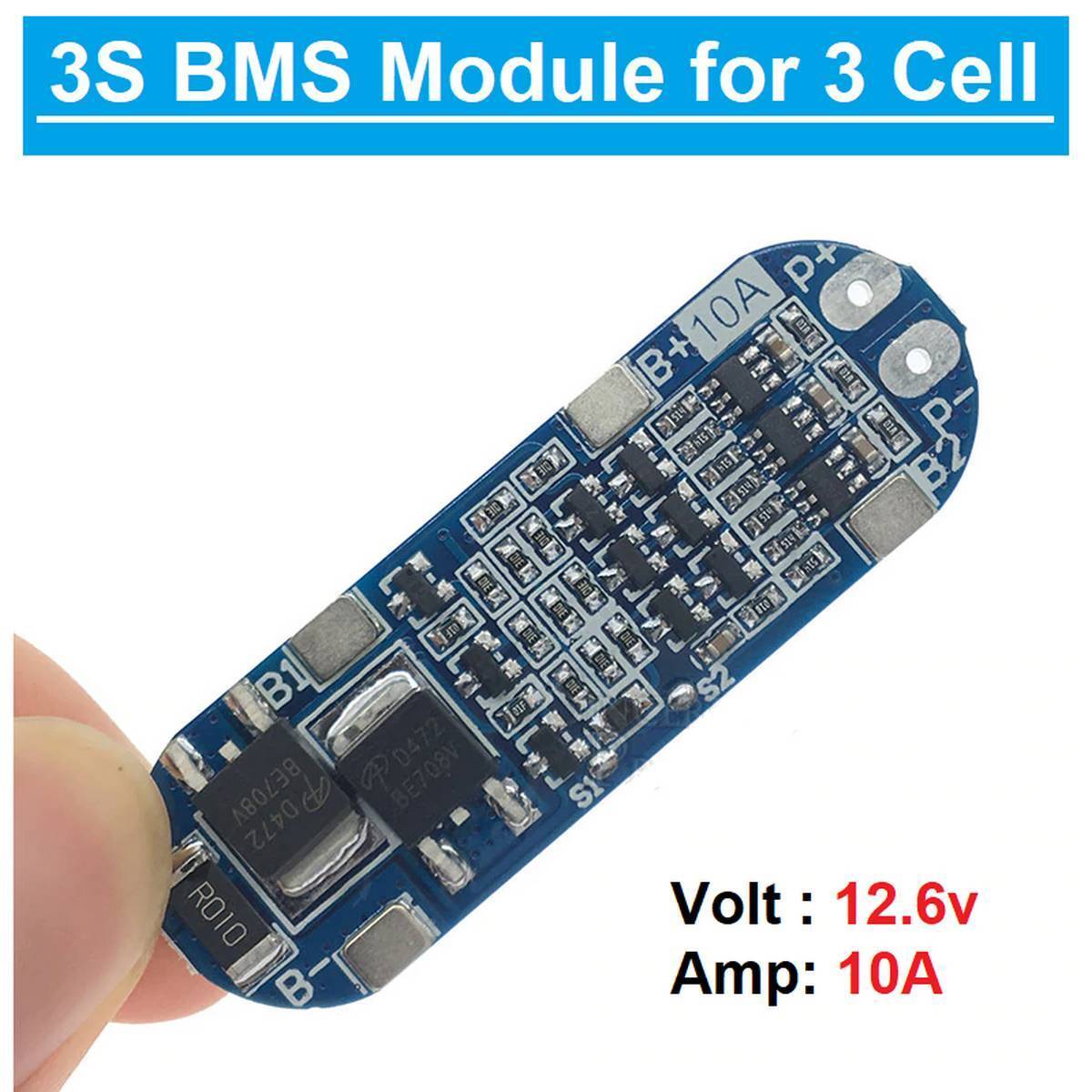 3S BMS BLUE 3S 12V 10A 18650 Lithium Battery Charger Module 11.1V 12.6V 10A Charge Discharge Current Short Circuit Protection Function Battery Management System Adapters - 12v battery. 