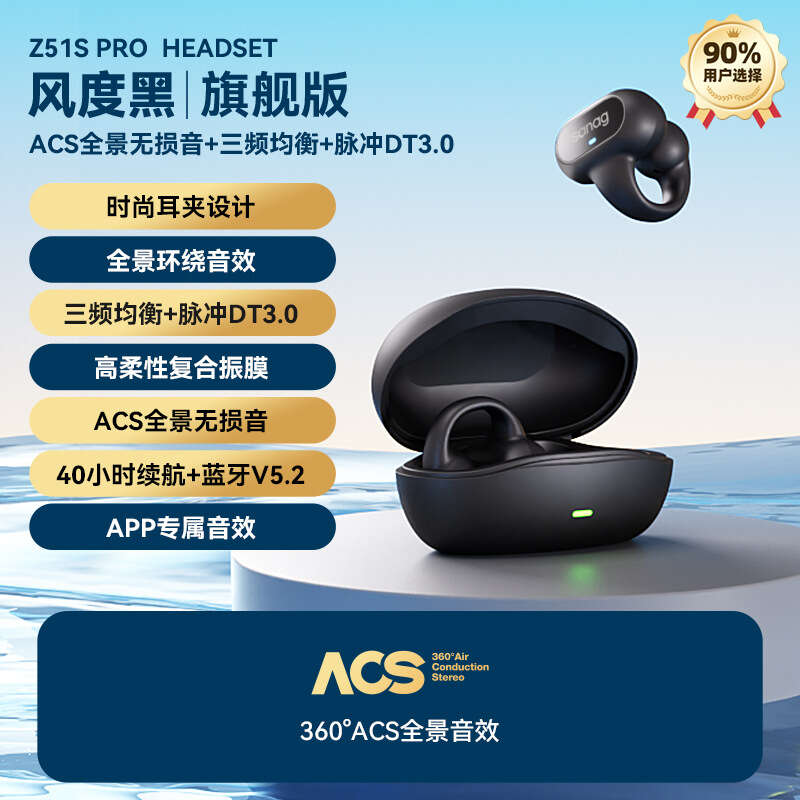 Sanag Zena Z51S ear clip motion intelligent noise reduction non bone conduction private mode Tiktok Bluetooth headset. 