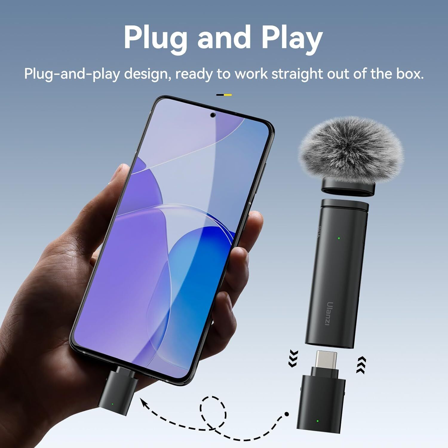 ULANZI WM-10 Wireless Lavalier Microphone for Smartphones, Plug-Play Mic with Type-C / Lightning Receiver For iPhone 15 Pro Max Samsung Galaxy S24 Ultra Video Recording Interview Youtubers Vloggers, 32.8ft Transmission Range. 