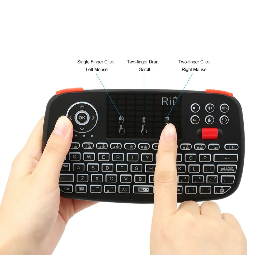 Rii i4 Mini Bluetooth Wireless Keyboard With Touchpad 2.4GHz Backlit Mouse Remote Control For Windows Android TV Box Smart TV. 