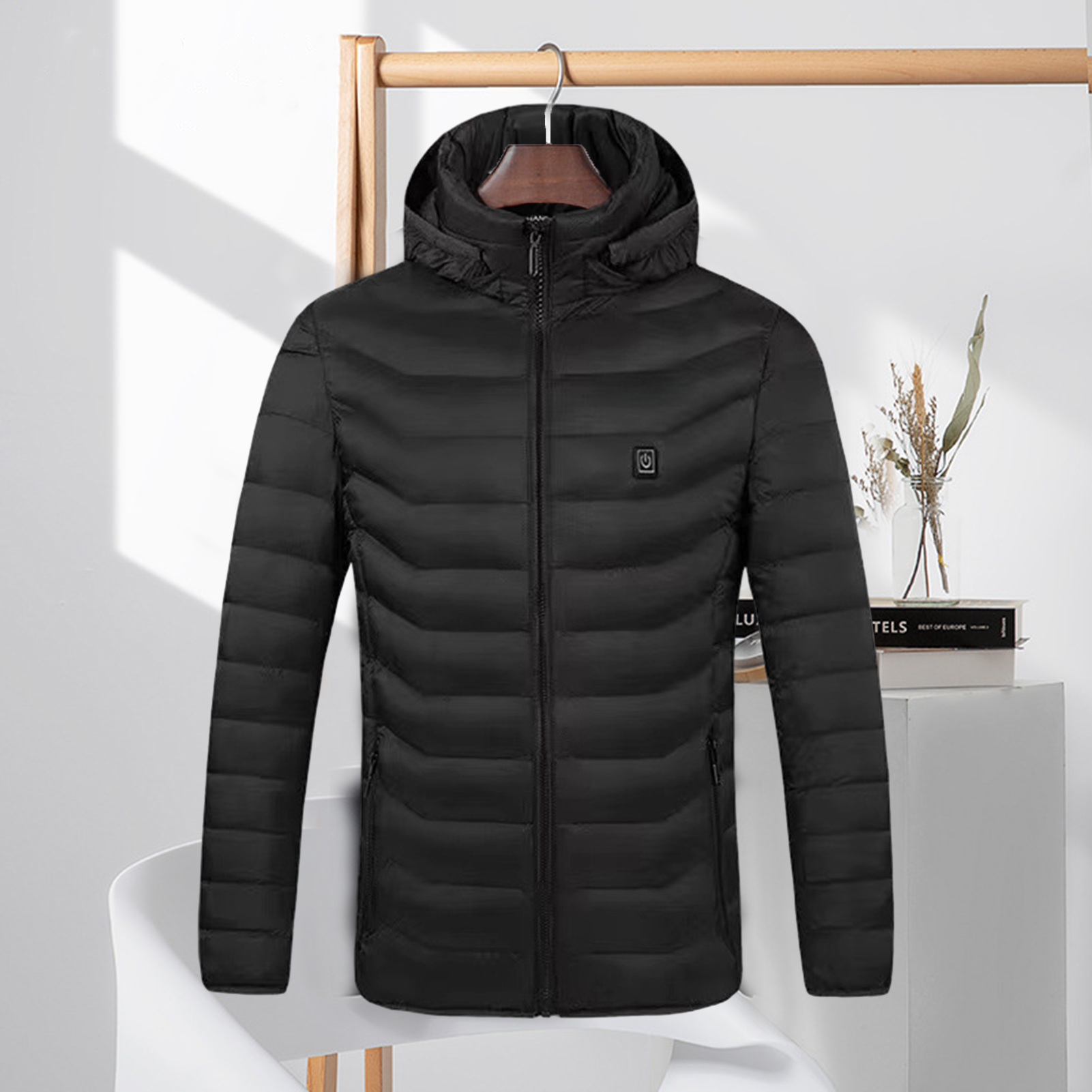 Men Heated Coat Stay Warm All Winter with Usb Rechargeable Heated Jacket 3 Temperature Settings Hooded Washable Perfect for Cold Weather Thermal Heated Coat. 